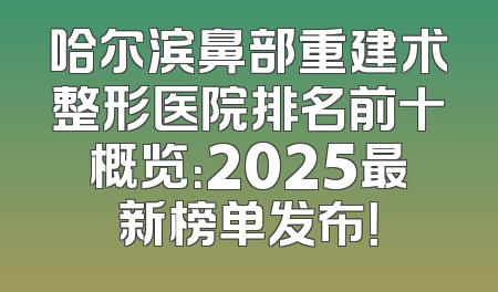 哈尔滨鼻部重建术整形医院排名前十概览：2025最新榜单发布！