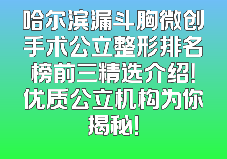 哈尔滨漏斗胸微创手术公立整形排名榜前三精选介绍！优质公立机构为你揭秘！