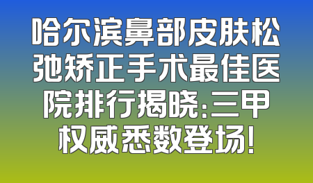 哈尔滨鼻部皮肤松弛矫正手术最佳医院排行揭晓：三甲权威悉数登场！