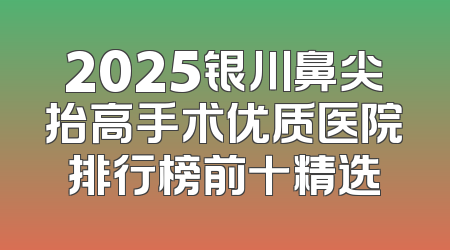 2025银川鼻尖抬高手术优质医院排行榜前十精选