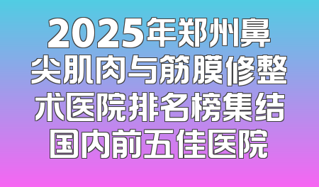 2025年郑州鼻尖肌肉与筋膜修整术医院排名榜集结国内前五佳医院
