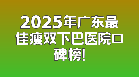 2025年广东最佳瘦双下巴医院口碑榜！