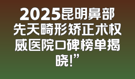 2025昆明鼻部先天畸形矫正术权威医院口碑榜单揭晓！”
