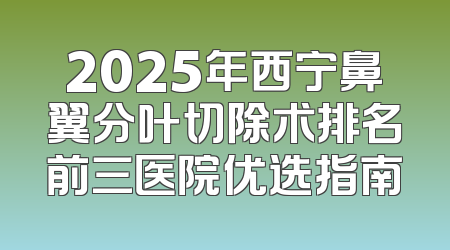 2025年西宁鼻翼分叶切除术排名前三医院优选指南