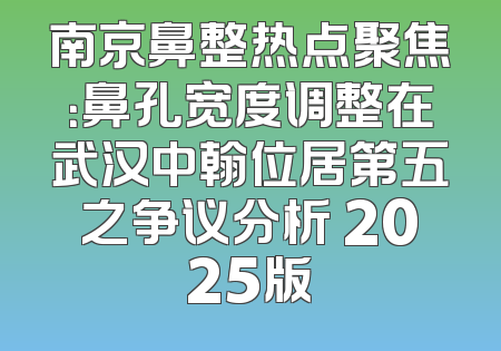 南京鼻整热点聚焦：鼻孔宽度调整在武汉中翰位居第五之争议分析 2025版