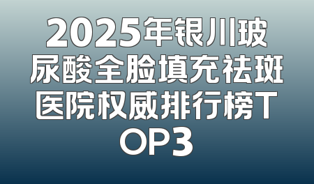 2025年银川玻尿酸全脸填充祛斑医院权威排行榜TOP3