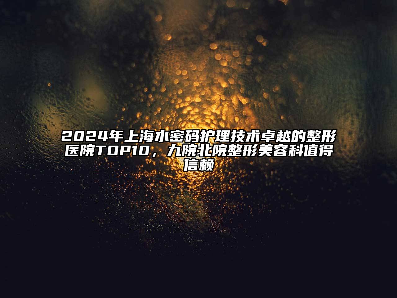 2024年上海水密码护理技术卓越的整形医院TOP10，九院北院整形美容科值得信赖
