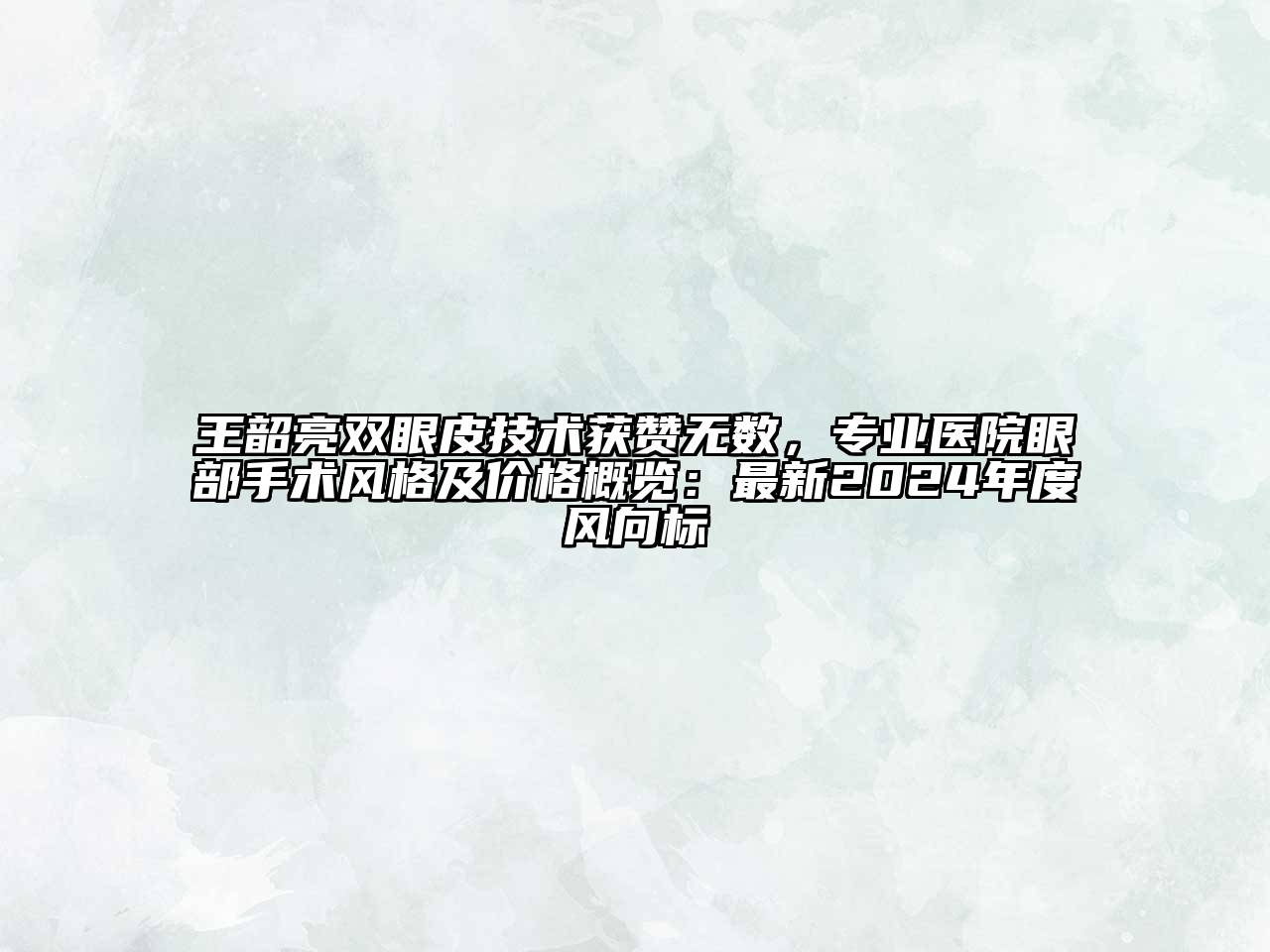 王韶亮双眼皮技术获赞无数，专业医院眼部手术风格及价格概览：最新2024年度风向标