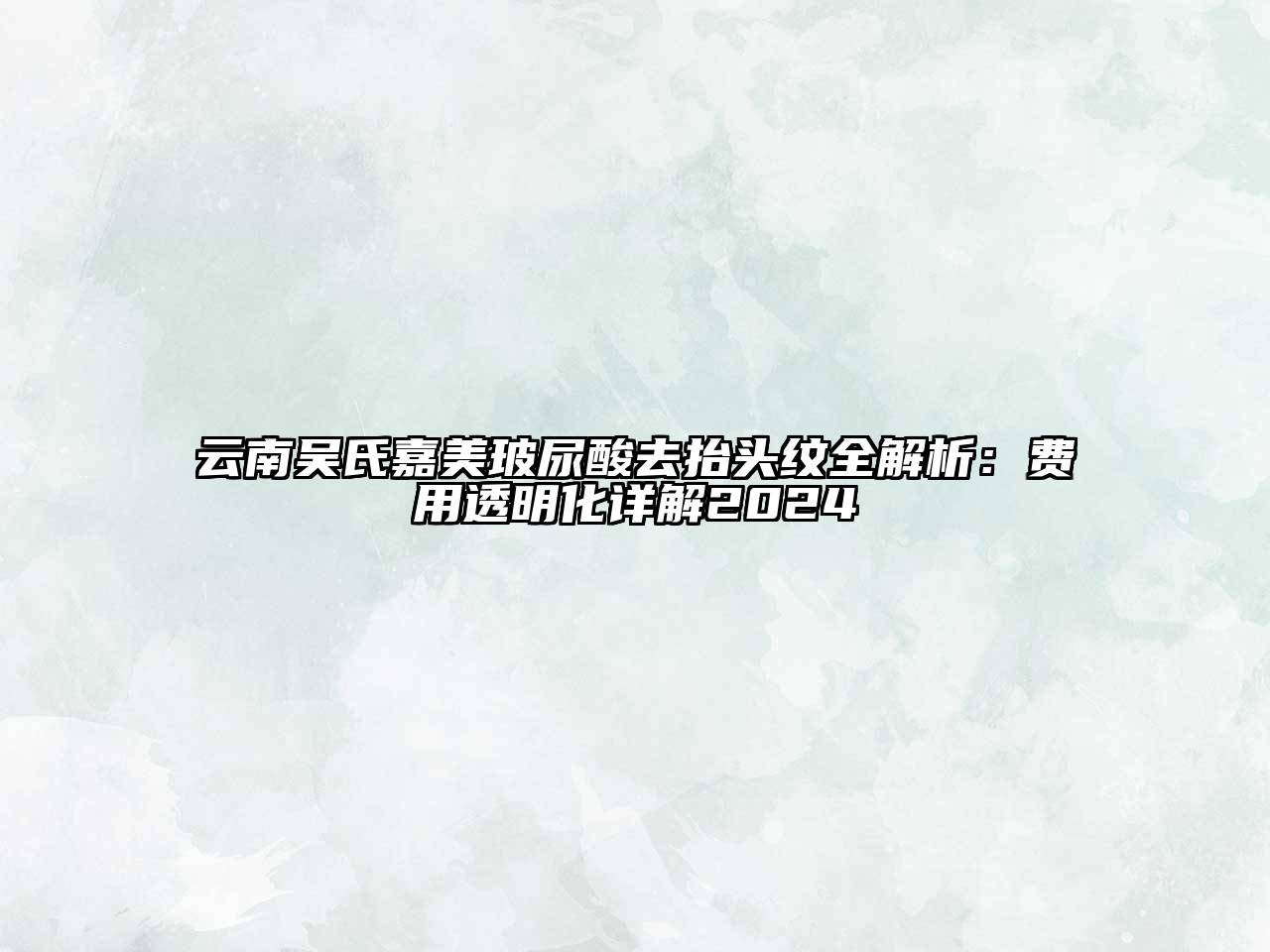 云南吴氏嘉美玻尿酸去抬头纹全解析：费用透明化详解2024
