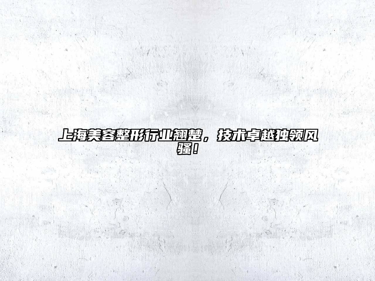 上海美容整形行业翘楚，技术卓越独领风骚！