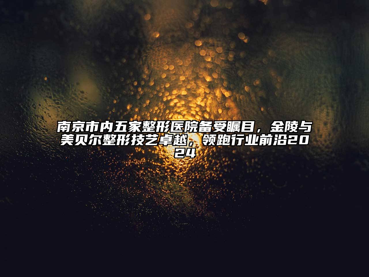 南京市内五家整形医院备受瞩目，金陵与美贝尔整形技艺卓越，领跑行业前沿2024