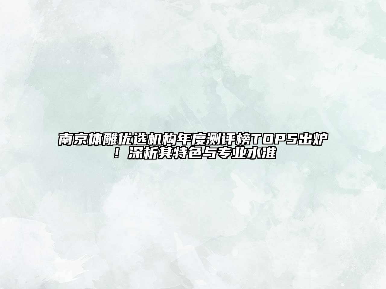 南京体雕优选机构年度测评榜TOP5出炉！深析其特色与专业水准