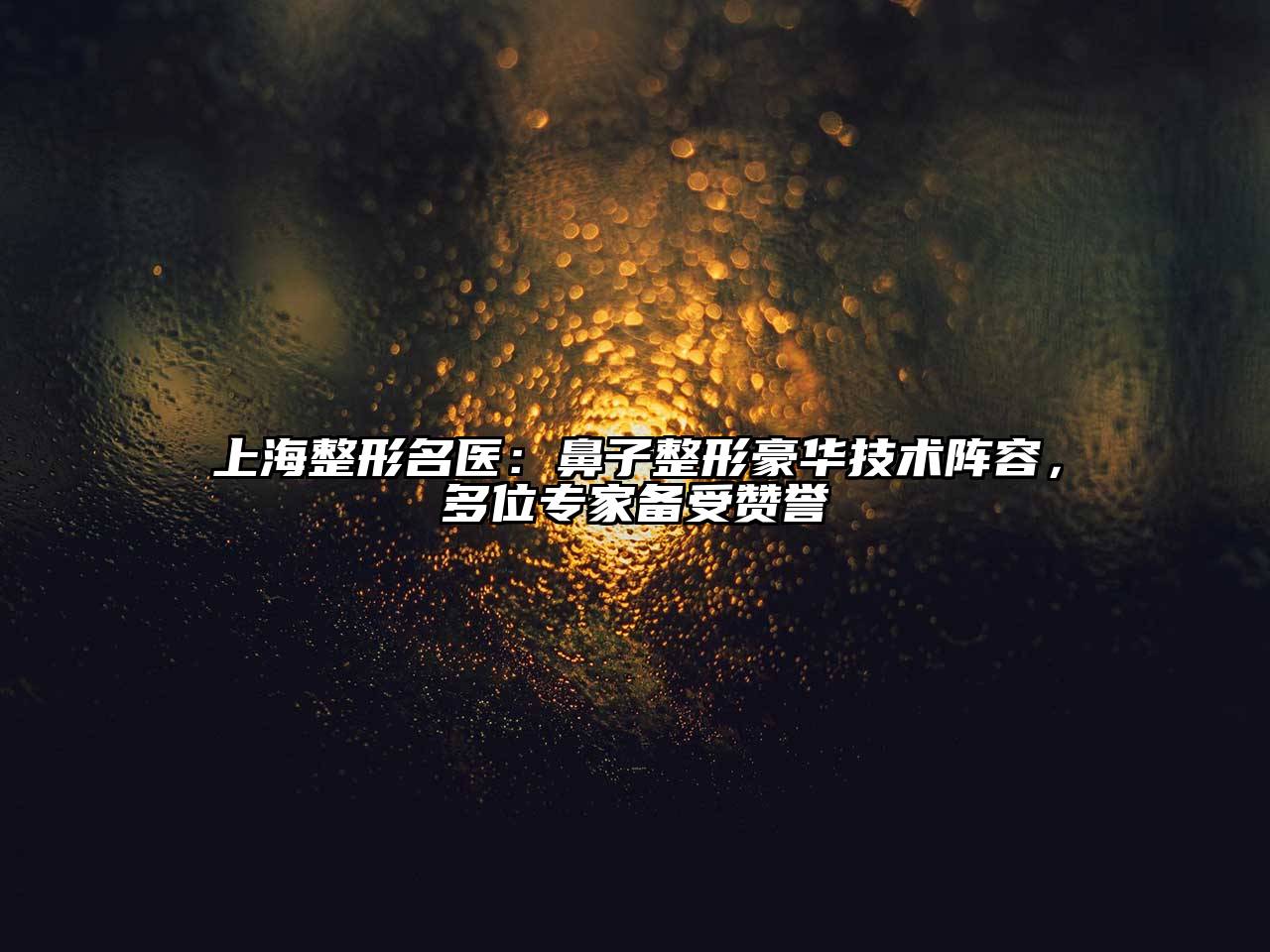 上海整形名医：鼻子整形豪华技术阵容，多位专家备受赞誉