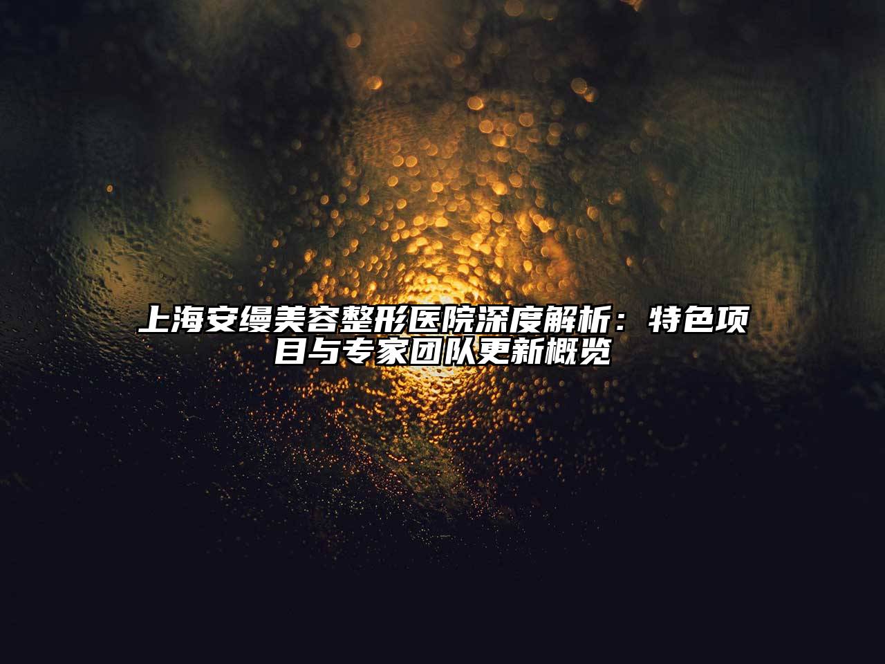 上海安缦美容整形医院深度解析：特色项目与专家团队更新概览