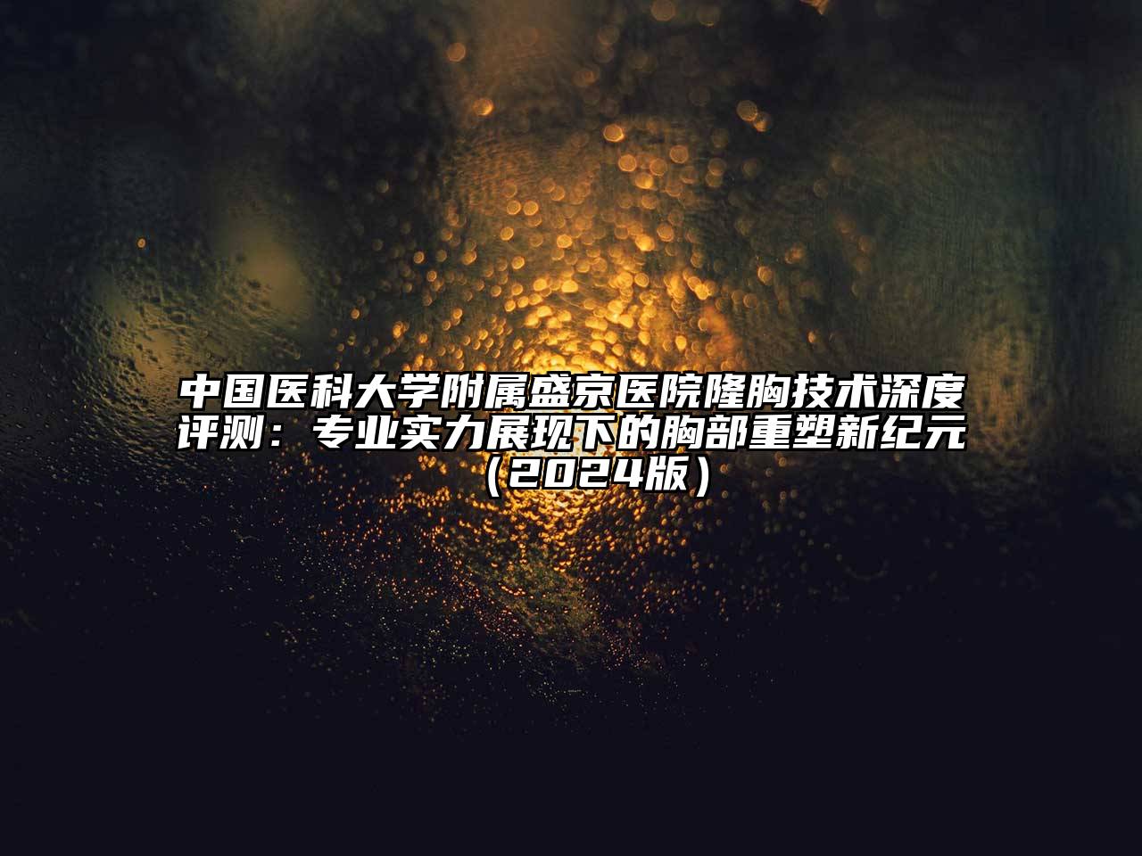 中国医科大学附属盛京医院隆胸技术深度评测：专业实力展现下的胸部重塑新纪元（2024版）