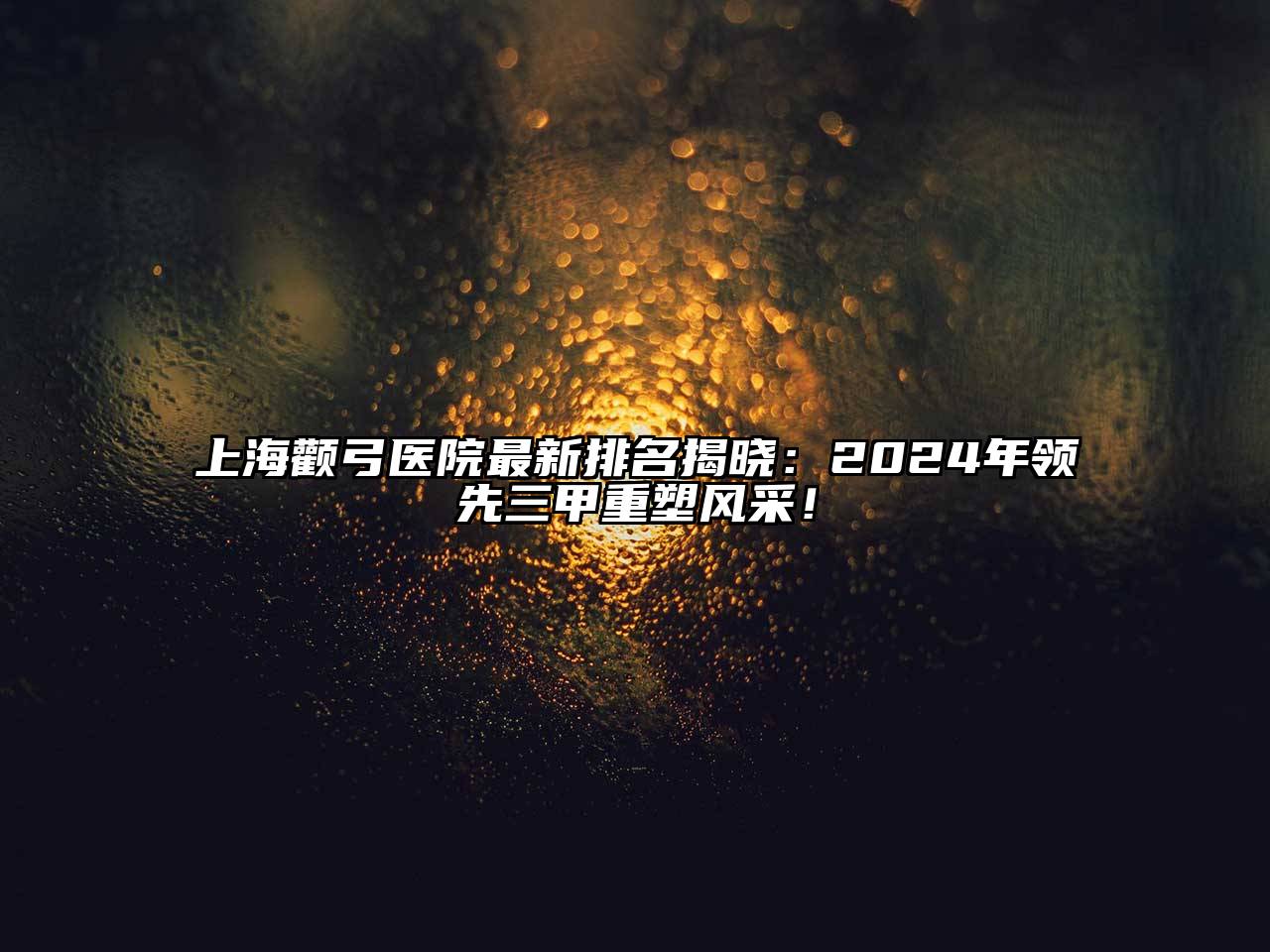 上海颧弓医院最新排名揭晓：2024年领先三甲重塑风采！