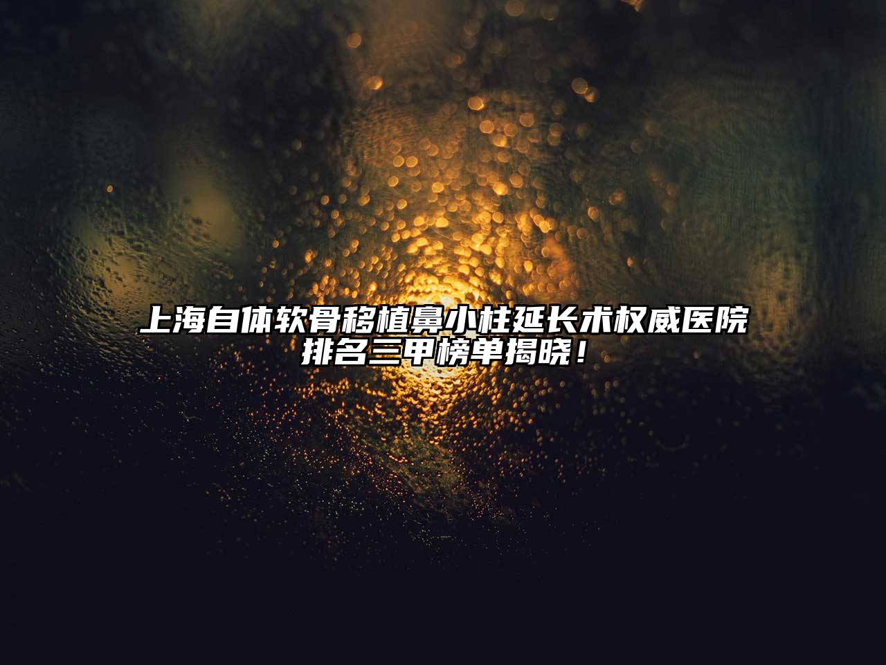 上海自体软骨移植鼻小柱延长术权威医院排名三甲榜单揭晓！