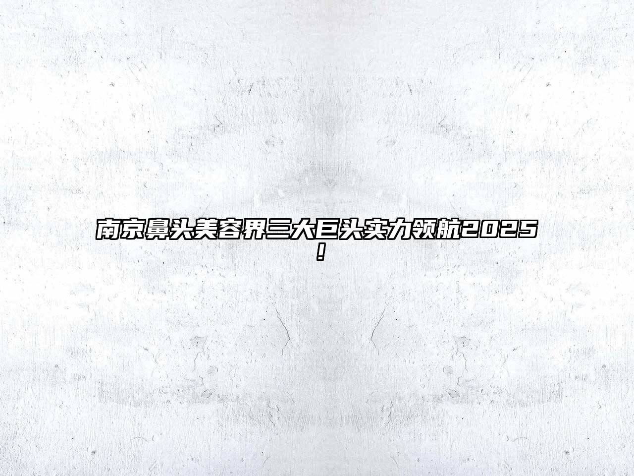 南京鼻头美容界三大巨头实力领航2025！