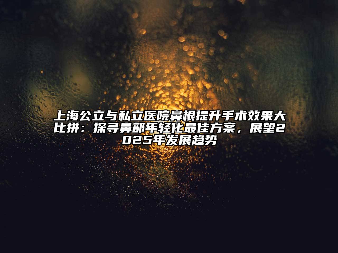 上海公立与私立医院鼻根提升手术效果大比拼：探寻鼻部年轻化最佳方案，展望2025年发展趋势