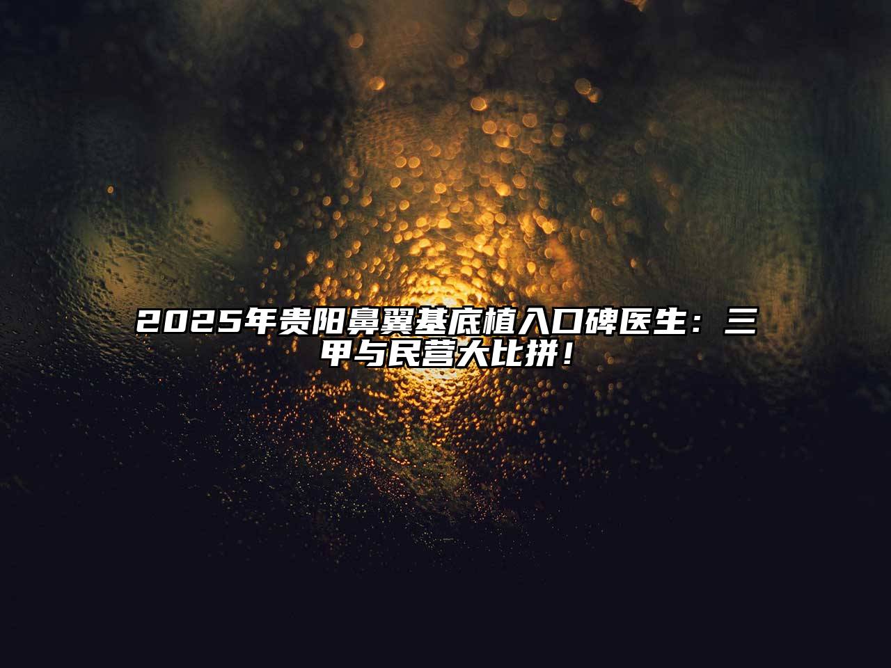 2025年贵阳鼻翼基底植入口碑医生：三甲与民营大比拼！