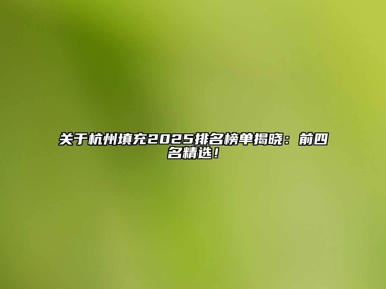 关于杭州填充2025排名榜单揭晓：前四名精选！