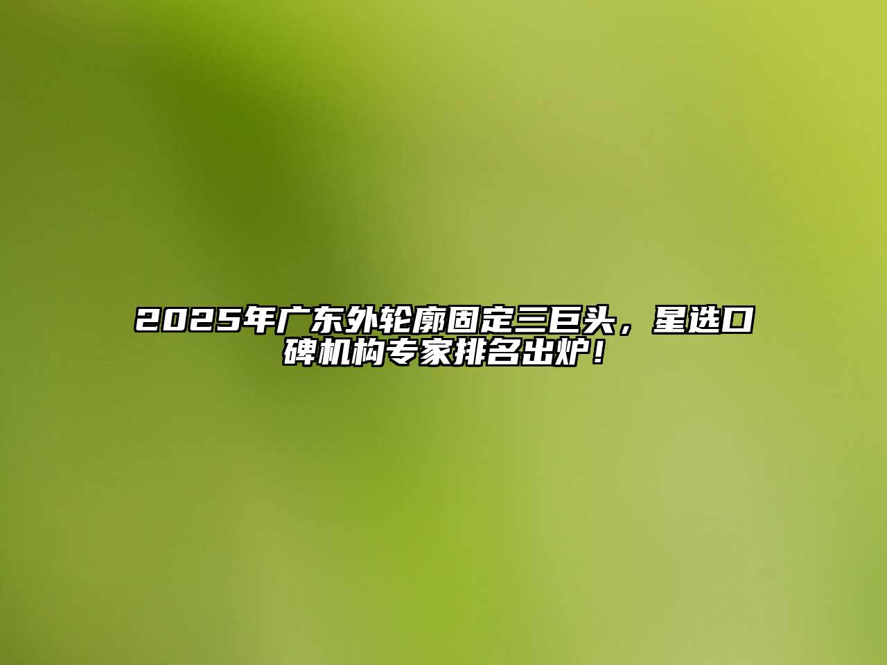 2025年广东外轮廓固定三巨头，星选口碑机构专家排名出炉！