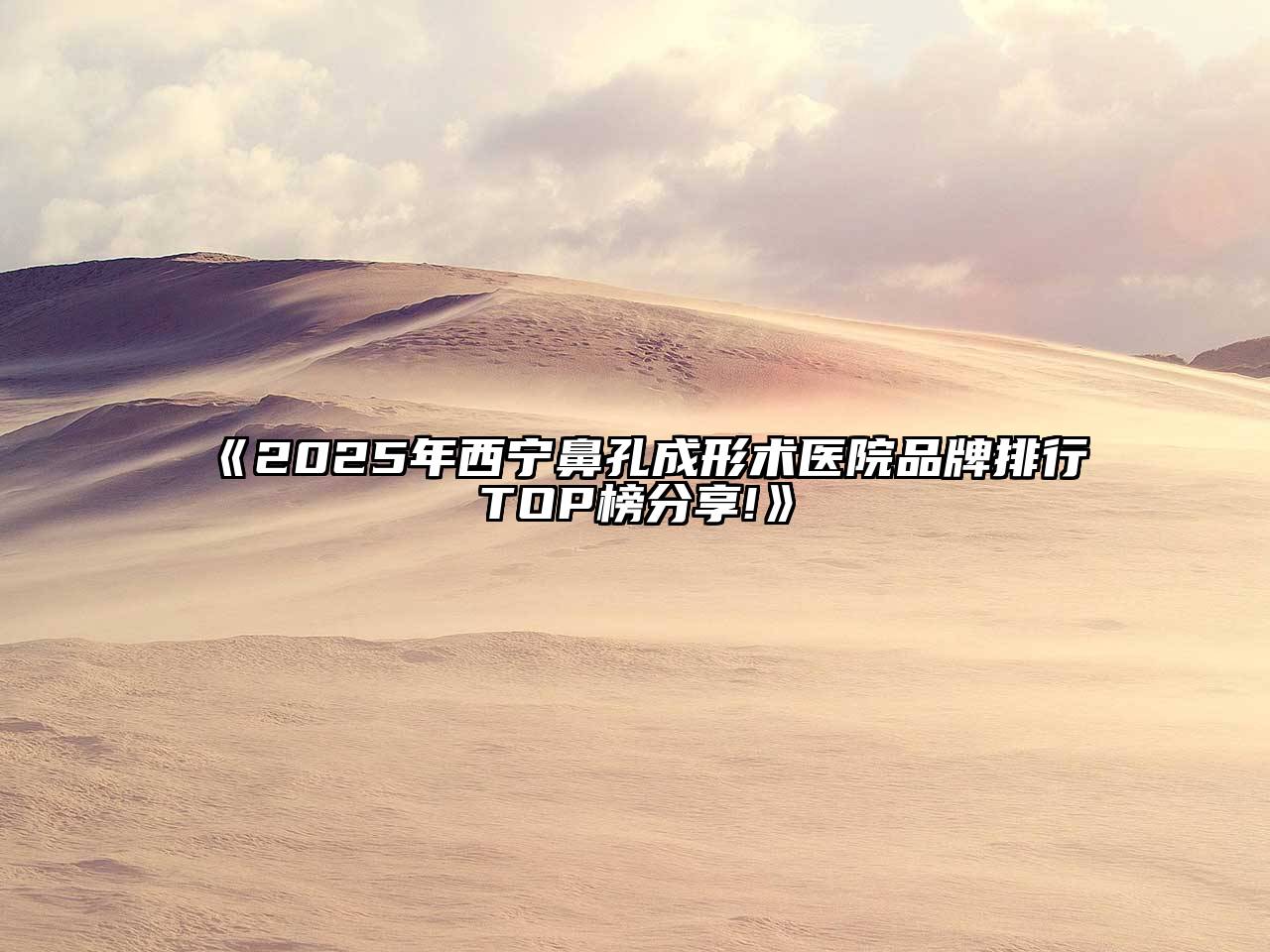 《2025年西宁鼻孔成形术医院品牌排行TOP榜分享!》