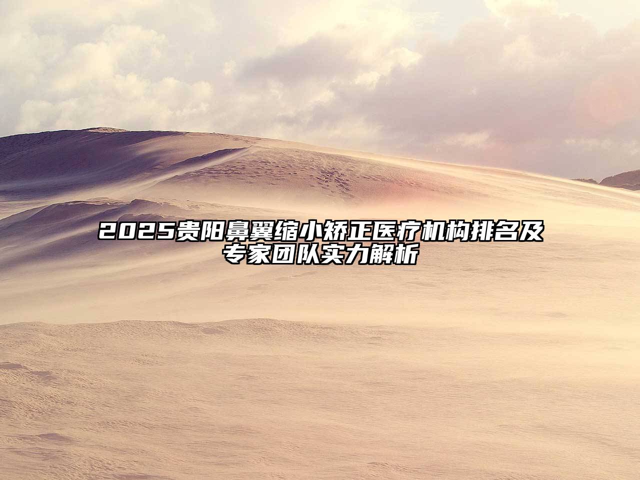 2025贵阳鼻翼缩小矫正医疗机构排名及专家团队实力解析