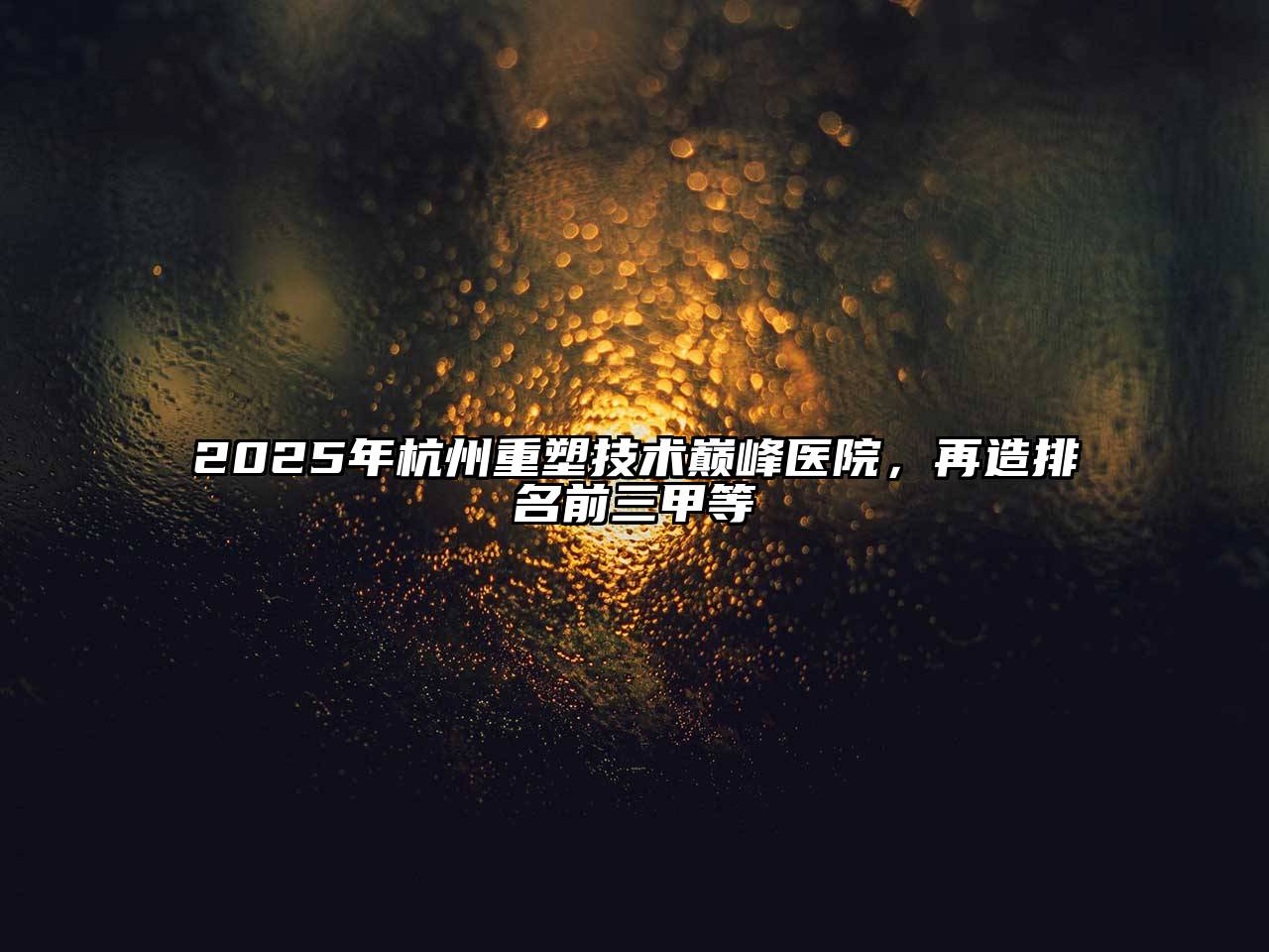 2025年杭州重塑技术巅峰医院，再造排名前三甲等