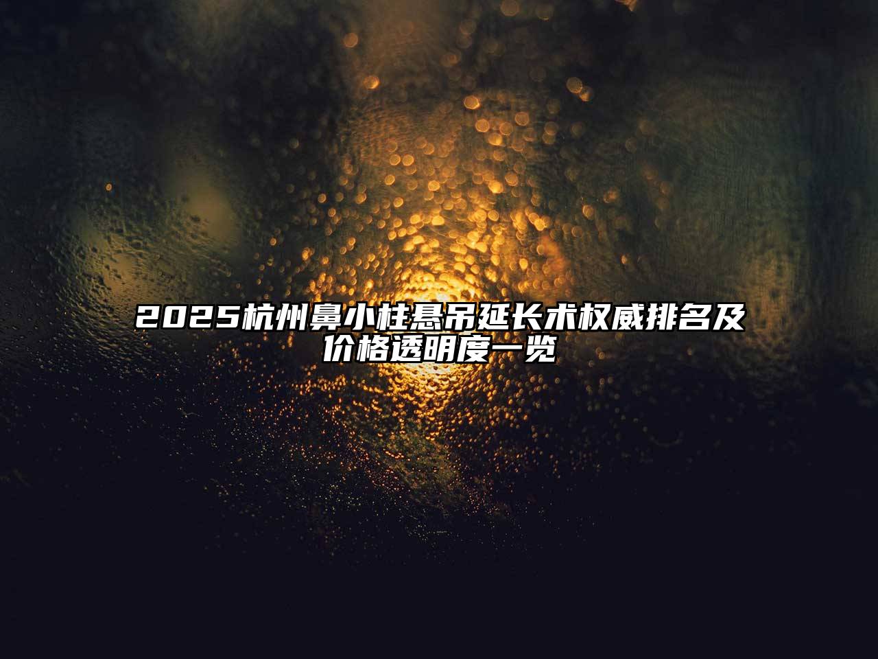 2025杭州鼻小柱悬吊延长术权威排名及价格透明度一览